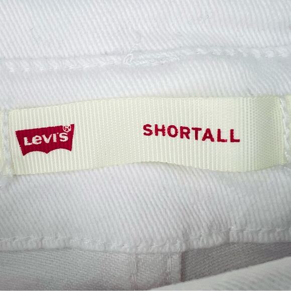 Levi's Girls Denim Shortalls White Size 12 Cutoffs Frayed Hem Adjustable Straps - Picture 12 of 12